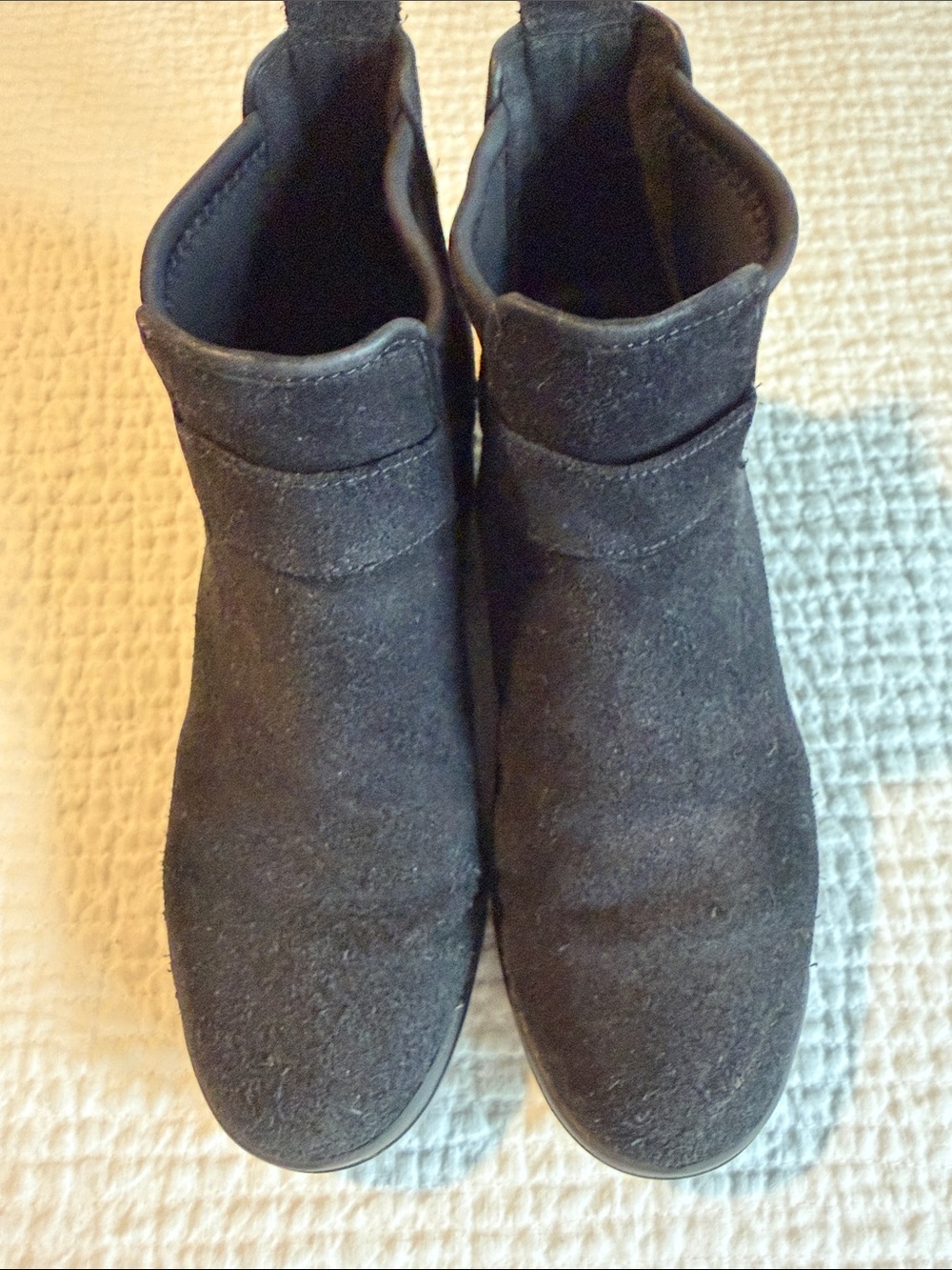 Eileen Fisher Black Suede Heeled Ankle Boots